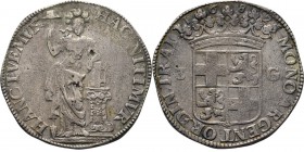 3 Gulden 1682, Silver Type II. Staande Nederlandse maagd. Kz. gekroond provinciaal wapen tussen waarde 3 – G, jaartal boven de kroon en met MO· NO· AR...