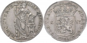 X Stuivers 1791, Silver Staande Nederlandse maagd. Kz. generaliteitswapen tussen waarde X - ST. jaartal boven de kroon. Kabelrand.Delm. 1203; V. 111.5...