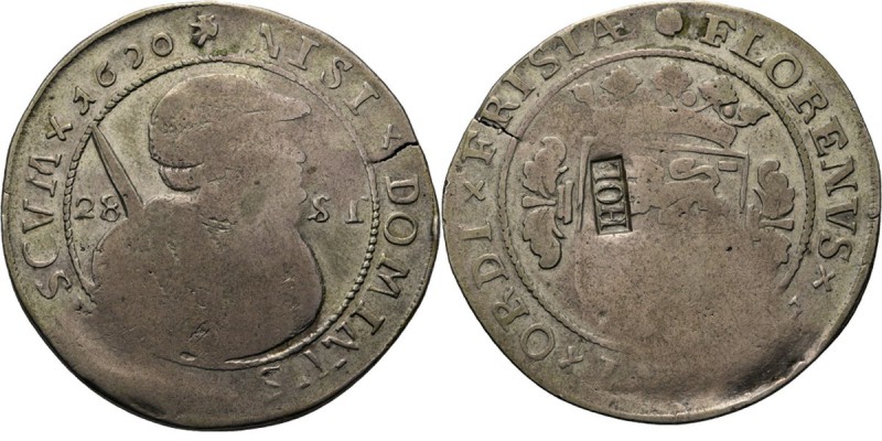 28 Stuiver of florijn 1690, Silver Borstbeeld van de ‘Friese edelman’ met zwaard...