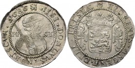 14 Stuiver 1686, Silver Type II. Borstbeeld van de ‘Friese edelman’ met zwaard naar rechts tussen waarde 14 – ST, mt. leeuwtje na jaartal. Kz. gekroon...