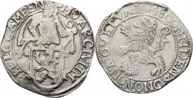 Leeuwendaalder 1648, Silver Type IIa. Ridder naar links met pluim achter groot leeuwenschild. Kz. klimmende leeuw, mmt. lelie tussen jaartal.Delm. 862...