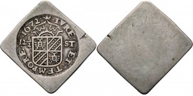 12½ Stuiver 1672, Silver, Herdenkingsnoodmunten geslagen naar aanleiding van het beleg van Groningen in 1672 door de bisschoppen Maximiliaan Hendrik v...