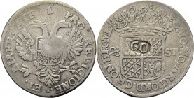 28 stuiver 1692, Silver Type IV. Dubbele adelaar met provinciewapen op de borst, daarboven mmt. hondje PRO. RELIGIONE. ♢ ET. LIBERTATE. Kz. gekroond p...