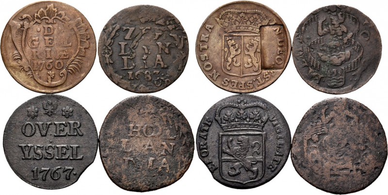 Lot Misslagen (4) O.a. leuke Duit Zeeland 1683 Dubbelslag. Diverse kwaliteiten