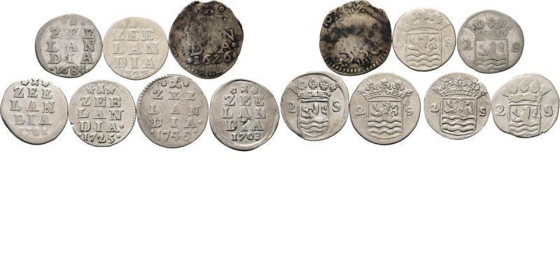 Lot Dubbele Stuivers Zeeland (7) Bestaande uit de zeldzame jaartallen: 1626, 168...