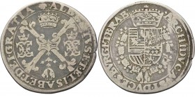 BRABANT - 1/4 Patagon s.d, Silver, ALBERT & ISABELLE 1598–1621 (1613–20) Bruxelles. Croix de bâtons noueux, tête en haut. R/. écu couronné.GH. 313.3; ...