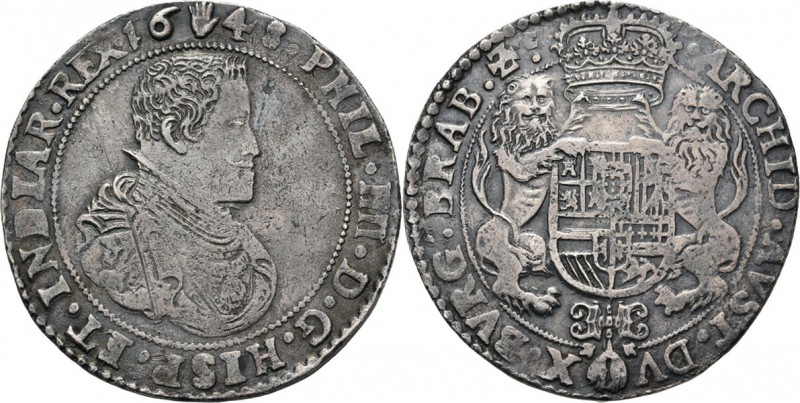 BRABANT - Ducaton 1648, Silver, PHILIPPE IV 1621-1665 Anvers. 2me type. Buste du...