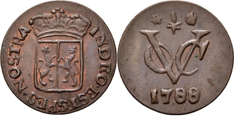 PROVINCIALE MUNTEN - ½ Duit 1788, Copper, Gelderland Gekroond provinciewapen IND...
