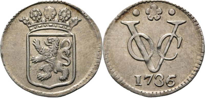 PROVINCIALE MUNTEN - Zilveren duit 1736 over 1735, Silver, Holland Gekroond prov...