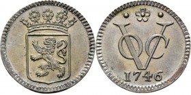 PROVINCIALE MUNTEN - Zilveren duit 1746, Silver, Holland Gekroond provinciewapen. Kz. · ✿ · / VOC / jaartal. Gladde rand.Scho. 125.3.30 g. Zeldzaam in...