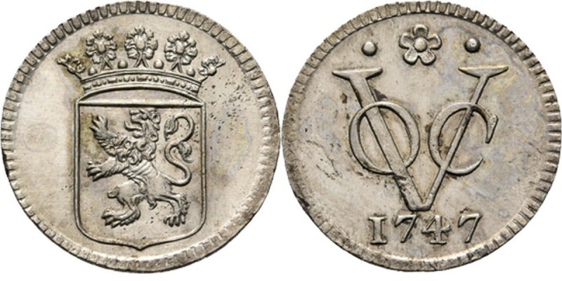 PROVINCIALE MUNTEN - Zilveren duit 1747, Silver, Holland Gekroond provinciewapen...