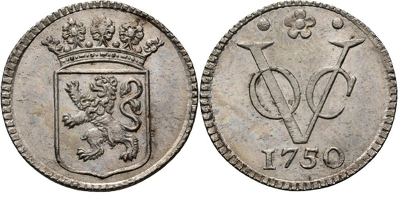 PROVINCIALE MUNTEN - Zilveren duit 1750, Silver, Holland Gekroond provinciewapen...