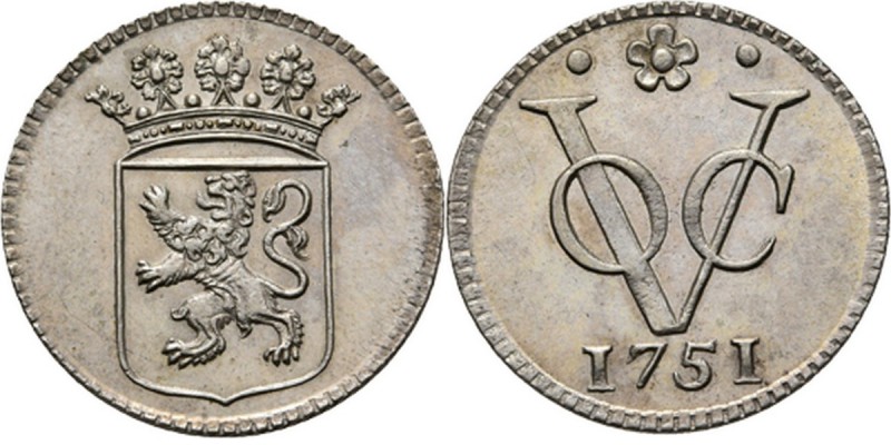 PROVINCIALE MUNTEN - Zilveren duit 1751, Silver, Holland Gekroond provinciewapen...