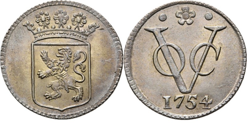 PROVINCIALE MUNTEN - Zilveren duit 1754, Silver, Holland Gekroond provinciewapen...