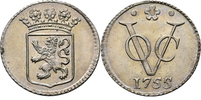 PROVINCIALE MUNTEN - Zilveren duit 1755, Silver, Holland Gekroond provinciewapen...