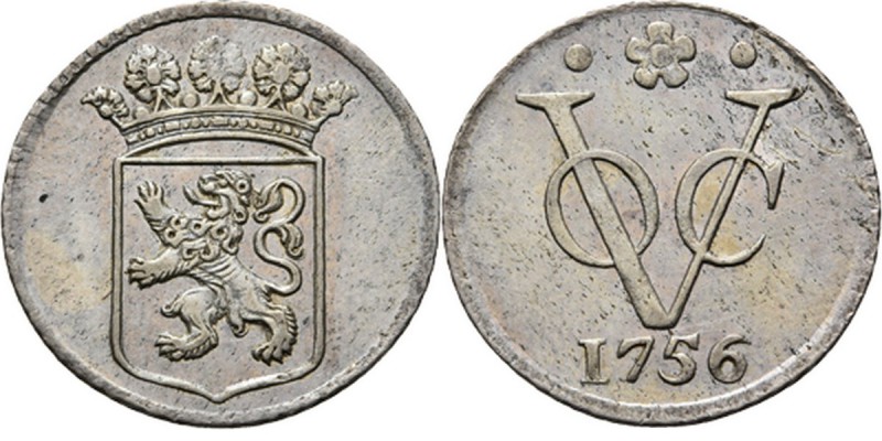PROVINCIALE MUNTEN - Zilveren duit 1756, Silver, Holland Gekroond provinciewapen...
