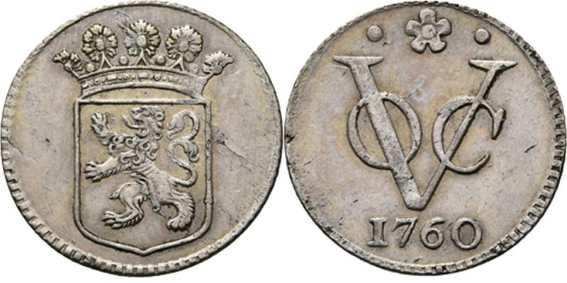 PROVINCIALE MUNTEN - Zilveren duit 1760, Silver, Holland Gekroond provinciewapen...