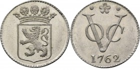 PROVINCIALE MUNTEN - Zilveren duit 1762, Silver, Holland Gekroond provinciewapen. Kz. · ✿ · / VOC / jaartal. Kabelrand.Scho. 141.2.82 g Prachtig/Prach...