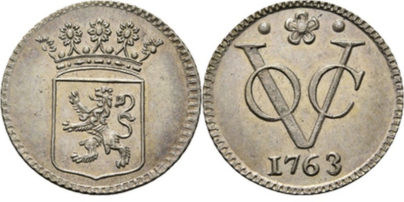 PROVINCIALE MUNTEN - ½ Zilveren duit 1763, Silver, Holland Gekroond provinciewap...