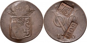 PROVINCIALE MUNTEN - Duit 1809 (1780), Copper, Holland Gekroond provinciewapen. Kz. · ✿ · / VOC / jaartal.Scho. 114Catalogus van kloppen (E 41) p. 18 ...