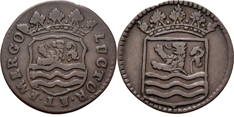 PROVINCIALE MUNTEN - Duit z.j, Copper, Zeeland Ingebogen wapen onder kroon met o...