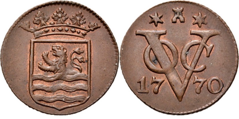 PROVINCIALE MUNTEN - ½ Duit 1770, Copper, Zeeland Gekroond provinciewapen zonder...