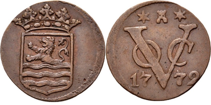 PROVINCIALE MUNTEN - ½ Duit 1772, Copper, Zeeland Gekroond provinciewapen zonder...