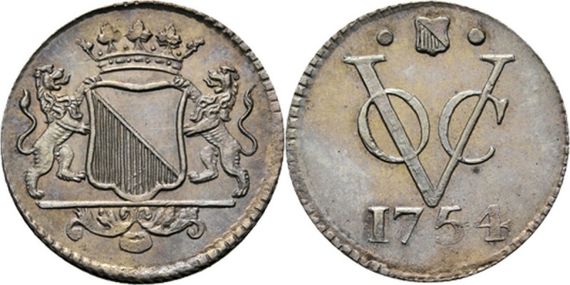PROVINCIALE MUNTEN - Zilveren duit 1754, Silver, Utrecht Gekroond stadswapen tus...