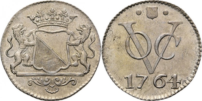 PROVINCIALE MUNTEN - Zilveren duit 1764, Silver, Utrecht Gekroond stadswapen tus...