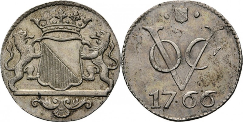 PROVINCIALE MUNTEN - Zilveren duit 1766, Silver, Utrecht Gekroond stadswapen tus...