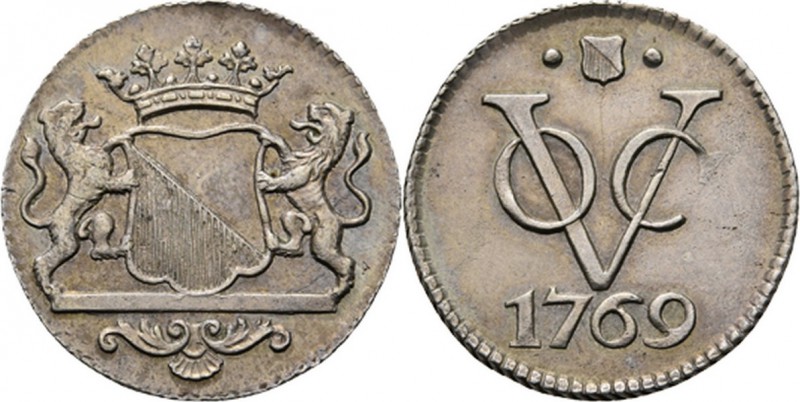PROVINCIALE MUNTEN - Zilveren duit 1769, Silver, Utrecht Gekroond stadswapen tus...