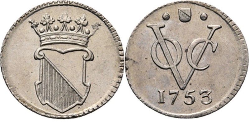 PROVINCIALE MUNTEN - ½ Zilveren duit 1753, Silver, Utrecht Gekroond stadswapen. ...