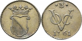 PROVINCIALE MUNTEN - ½ Zilveren duit 1761, Silver, Utrecht Gekroond stadswapen. Kz. · stadsschild · / VOC / jaartal. Kabelrand.Scho. 4041.83 g Zeer fr...