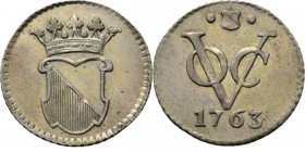 PROVINCIALE MUNTEN - ½ Zilveren duit 1763, Silver, Utrecht Gekroond stadswapen. Kz. · stadsschild · / VOC / jaartal. Kabelrand.Scho. 4061.37 g Zeer fr...