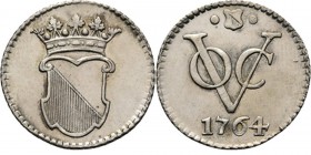 PROVINCIALE MUNTEN - ½ Zilveren duit 1764, Silver, Utrecht Gekroond stadswapen. Kz. · stadsschild · / VOC / jaartal. Kabelrand.Scho. 4071.73 g. S Zeer...