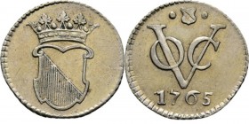 PROVINCIALE MUNTEN - ½ Zilveren duit 1765, Silver, Utrecht Gekroond stadswapen. Kz. · stadsschild · / VOC / jaartal. Kabelrand.Scho. 4081.52 g Zeer fr...