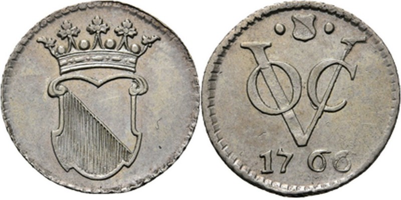 PROVINCIALE MUNTEN - ½ Zilveren duit 1766, Silver, Utrecht Gekroond stadswapen. ...