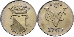 PROVINCIALE MUNTEN - ½ Zilveren duit 1767, Silver, Utrecht Gekroond stadswapen. Kz. · stadsschild · / VOC / jaartal. Kabelrand.Scho. 4101.76 g Prachti...