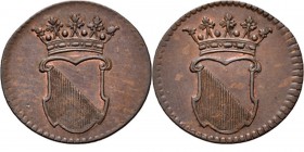 PROVINCIALE MUNTEN - ½ Duit z.j, Copper, Utrecht Aan beide zijden: gekroond provinciaal wapen.Scho. 392Schild vgl. Scho. 386-391. R Prachtig +