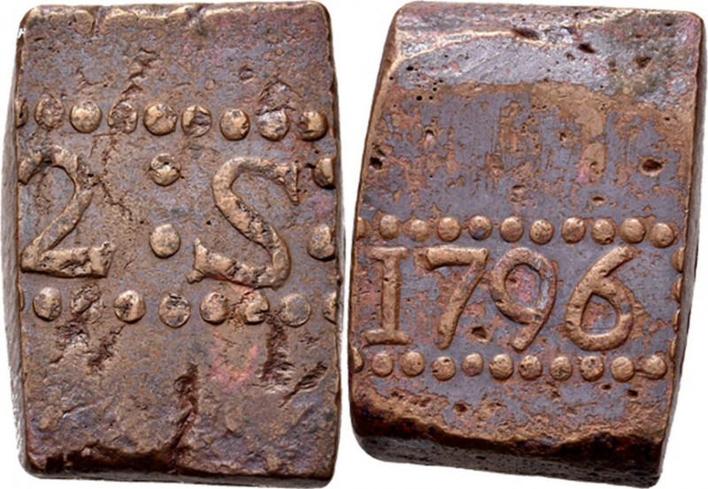 PROVINCIALE MUNTEN - 2 Stuiver-bonk 1796, Copper, Munten op Java geslagen In rec...