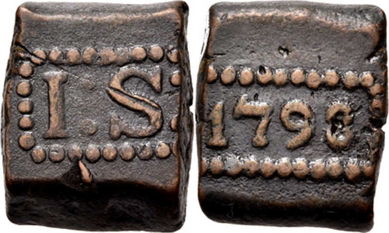 PROVINCIALE MUNTEN - 1 Stuiver-bonk 1798, Copper, Munten op Java geslagen I: S: ...
