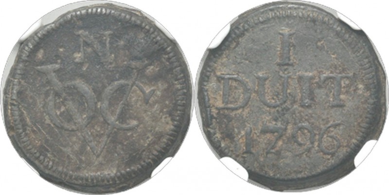 PROVINCIALE MUNTEN - Tinnen duit 1796, Tin munten, Munten op Java geslagen Monog...