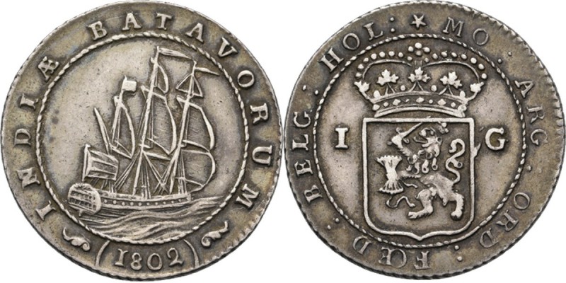 BATAAFSE REPUBLIEK 1799–1806 - Scheepjesgulden 1802, Silver, Munten te Enkhuizen...