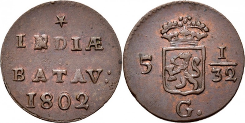 BATAAFSE REPUBLIEK 1799–1806 - ½ Duit 1802, Copper, Munten in Nederland geslagen...