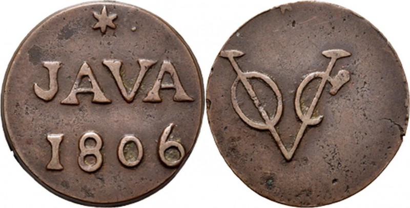 BATAAFSE REPUBLIEK 1799–1806 - Duit 1806, Copper, Munten op Java geslagen Soerab...
