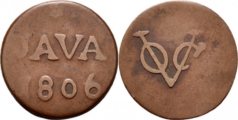 BATAAFSE REPUBLIEK 1799–1806 - Duit 1806, Copper, Munten op Java geslagen Soerab...