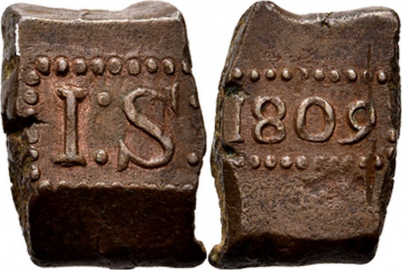 LODEWIJK NAPOLEON 1806–1811 - 1 Stuiver-bonk 1809, Copper, Munten op Java geslag...