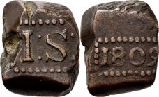 LODEWIJK NAPOLEON 1806–1811 - 1 Stuiver-bonk 1809, Copper, Munten op Java geslagen Waarde I: S: in rechthoekige parelrand. Kz. jaartal in een zelfde r...