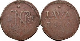 LODEWIJK NAPOLEON 1806–1811 - 1 Stuiver 1810, Copper, Munten op Java geslagen In een pijlrand LN tussen waarde I – St, ✶ boven. Kz. ✶ / JAVA / I8I0 / ...