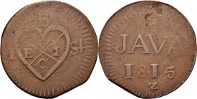 BRITS BESTUUR 1811–1816 - 1 Stuiver 1815, Copper, Munten in Indie geslagen B / wapenschild van de EIC tussen waardeaanduiding. Kz. ✶ / JAVA / jaartal ...